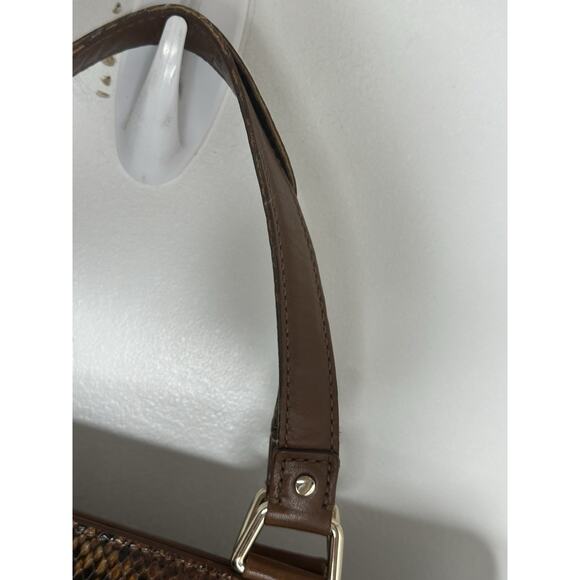 COLE HAAN Large Tan Leather Reptile Trip Handel Satchel Doctors Bag - Picture 7 of 12